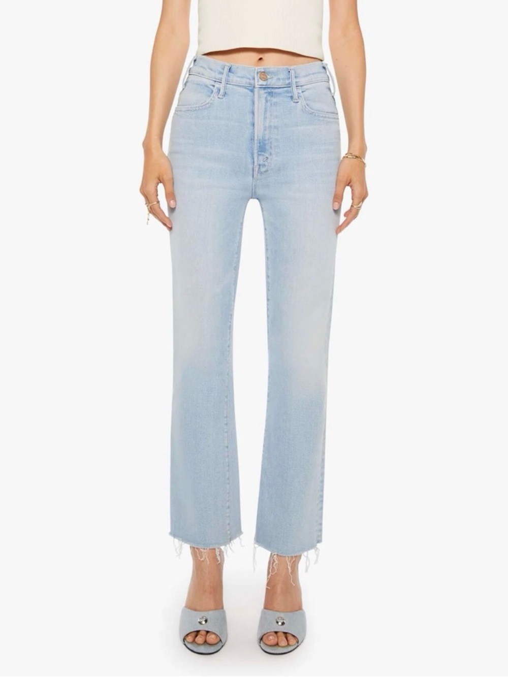 Mother hustler ankle jeans straight leg size 27 balls in your court light wash